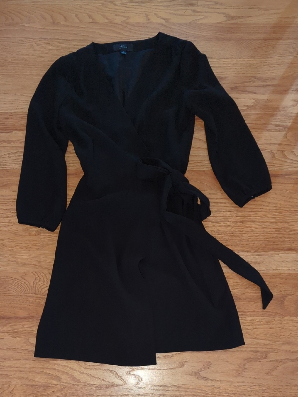 J. Crew Black Wrap Dress with Tie Waist